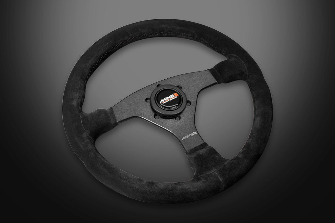 MINE'S R-S BUCKSKIN BLACK STITCHING STEERING WHEEL MINES-00001