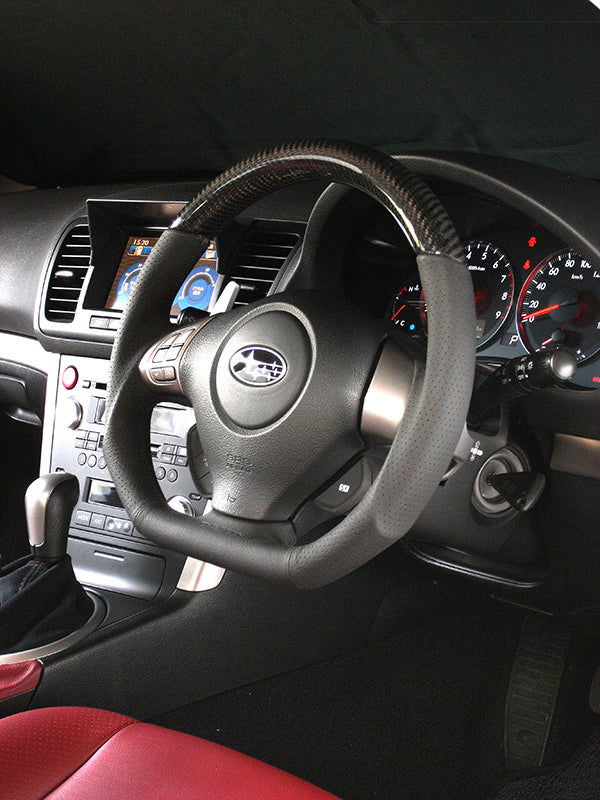 DAMD CARBON STEERING WHEEL  For SUBARU FORESTER SH MODEL (A ~) 2007/12 ~ SS358-D-L Black carbon-black stitch