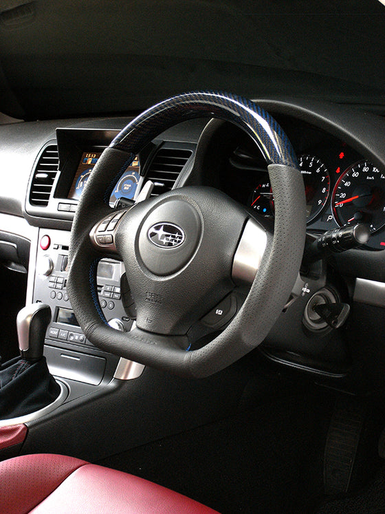DAMD CARBON STEERING WHEEL  For SUBARU FORESTER SH MODEL (A ~) 2007/12 ~ SS358-D-L Blue carbon-blue stitching