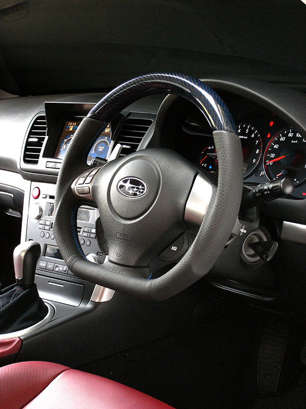 DAMD CARBON STEERING WHEEL  For SUBARU IMPREZA GD GG MODEL (E ~ G) 2004/6 ~ SS358-D-F Blue carbon-blue stitching