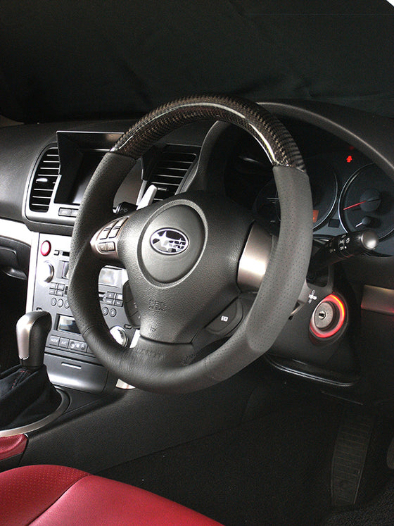 DAMD CARBON STEERING WHEEL  For SUBARU FORESTER SG MODEL (C ~ F) 2003/11 ~ 2007/1 SS358-S-F Black carbon-black stitch