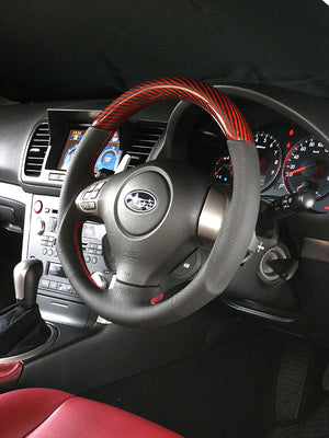 DAMD CARBON STEERING WHEEL  For SUBARU IMPREZA WRX-STI GD GH MODEL (E ~ G) 2004/6 ~ SS358-S-F Red carbon-red stitch