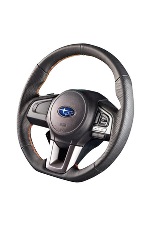 DAMD STEERING WHEEL  For SUBARU IMPREZA GJ GP (E~) 15/10~ SS362-RX Black leather × orange stitching