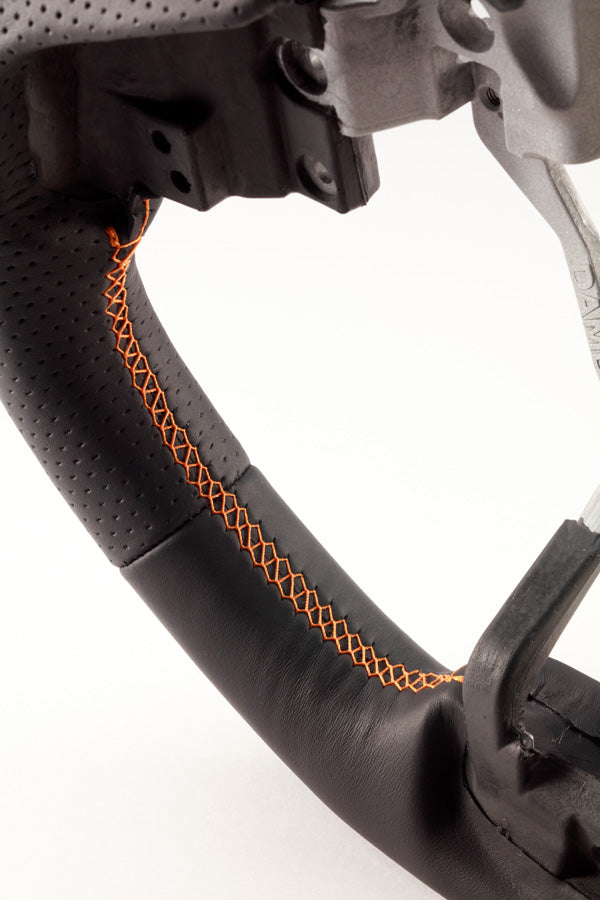 DAMD STEERING WHEEL  For SUBARU FORESTER SJ (D~) 15/11~ SS362-RX Black leather × orange stitching