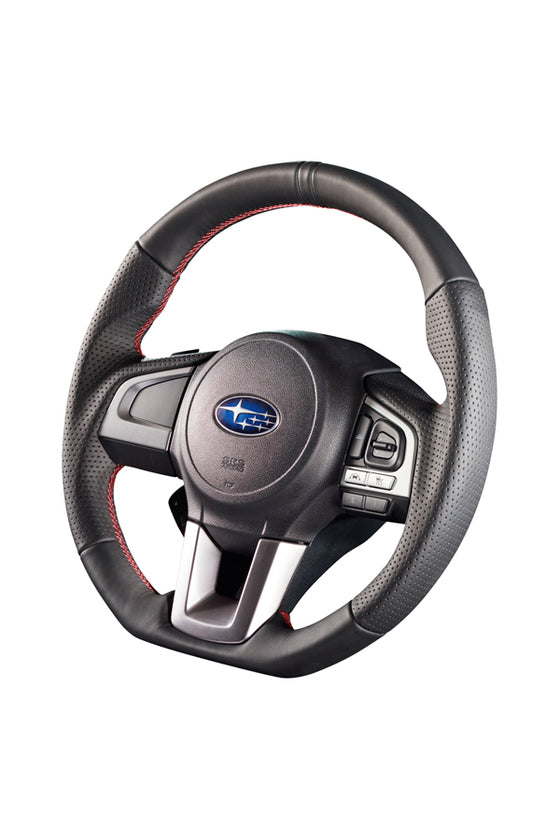 DAMD STEERING WHEEL  For SUBARU FORESTER SJ (D~) 15/11~ SS362-RX Black leather × red stitch