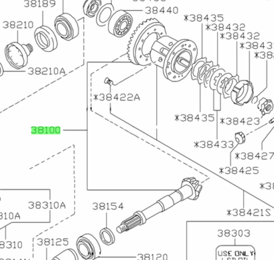 OEM NISSAN 3810003A60 GEAR SET, FINAL DRIVE 38100-03A60
