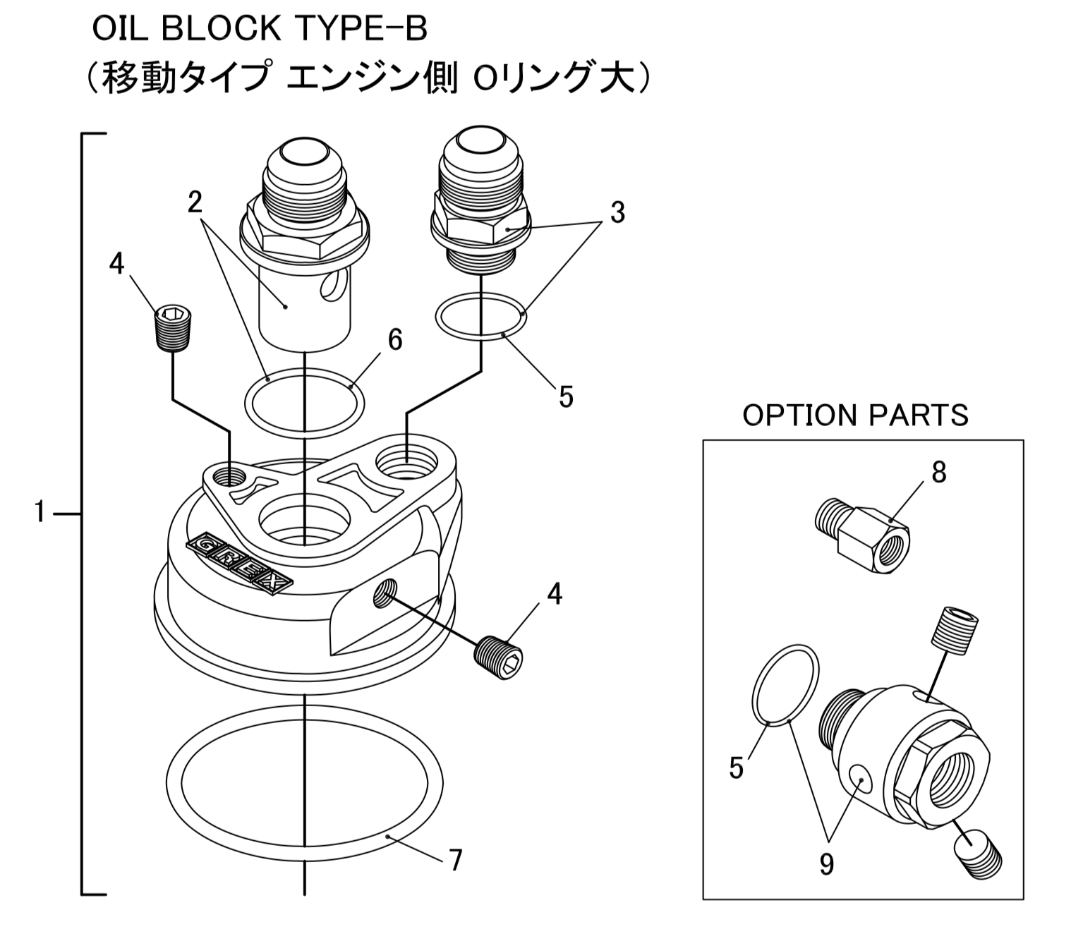 GREDDY OIL BLOCK TYPE-B (MOVEMENT TYPE ENGINE SIDE O-RING SIZE) FOR   12401178