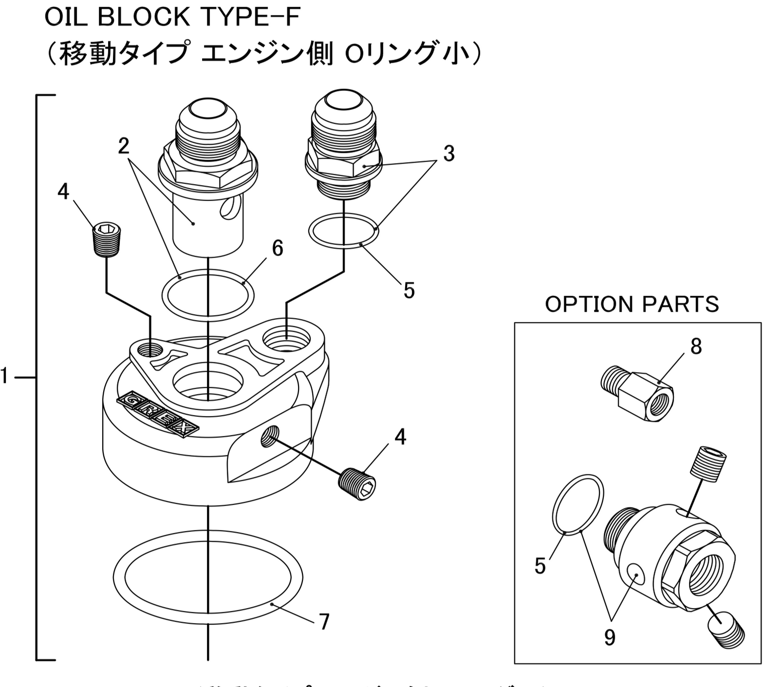 GREDDY OIL BLOCK TYPE-F (MOVEMENT TYPE ENGINE SIDE O-RING IS SMALL) FOR   12401147