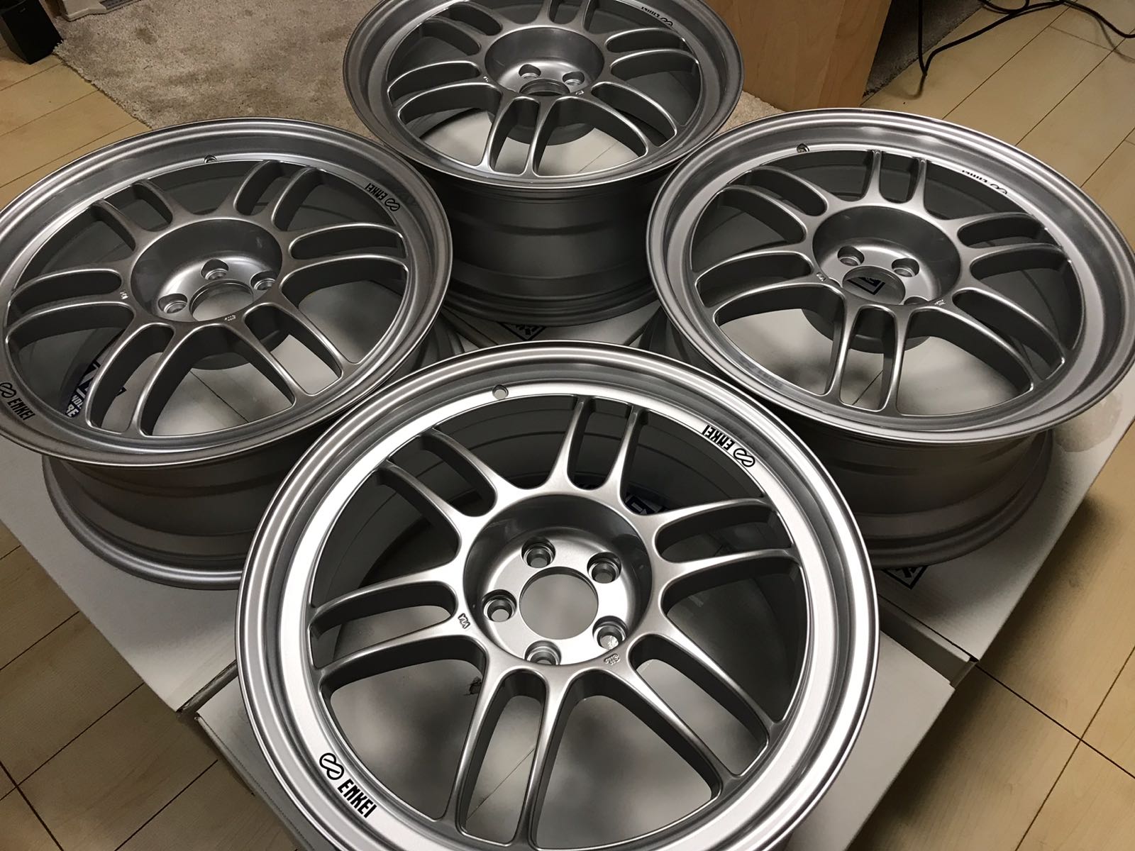 ENKEI 18 INCH RACING WHEELS RPF1 18x8J +35 5x100 SILVER (4 WHEEL SET)