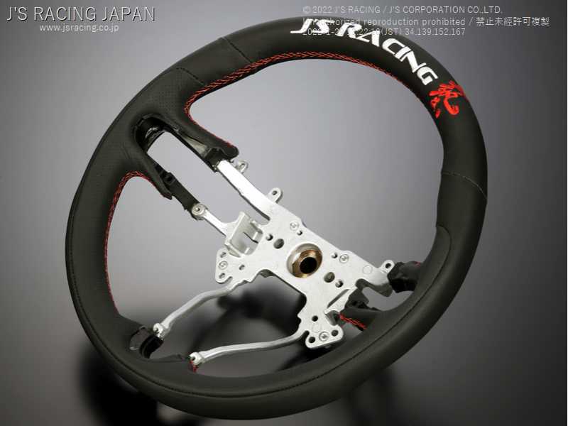 J'S RACING SPORTS STEERING WAZA LEATHER SSG-03-JSL - Black Hawk Japan