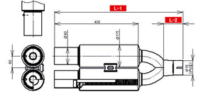 REINHARD CANNONBALL UNIVERSAL MUFFLER 03 DOUBLE WITH INNER SILENCER STAINLESS EXHAUST 03SRI