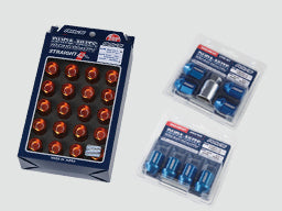 RAYS DURA SERIES DURALUMIN LOCK & NUT SET L32 STRAIGHT TYPE FOR 4H: 19HEX NUT X 12, LOCK NUT X 4, L41 KEY ADAPTER 19HEX 26Φ X 1 BLUE M12X1.5 FOR  7402-BLUE-M12-1-5-3
