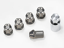 RAYS DURA SERIES DURALUMIN LOCK & NUT SET L37 STRAIGHT TYPE (FOR 6H) 19HEX NUT X20, LOCK NUT X4, L60 KEY ADAPTER 19HEX 26ΦX1 BLUE M12X1.5 FOR  7402-BLUE-M12-1-5-6