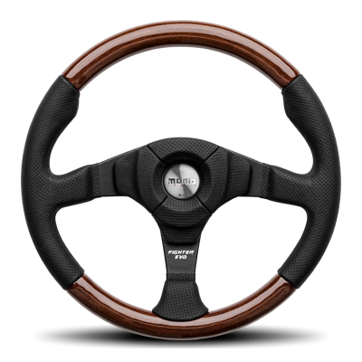 MOMO FIGHTER EVO LEATHER & WOOD STEERING WHEEL F-34