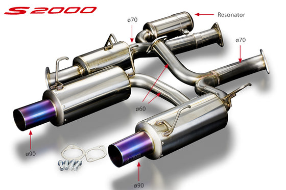 TODA RACING 70mm High Power Muffler System  For S2000 F20C F22C 18000-AP1-702