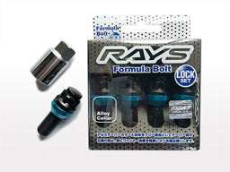 RAYS FORMULA SERIES FORMULA ROCK BOLT SET BLACK M12X1.5 NECK LENGTH 28MM FOR  7414-BLACK-M12-1-5-28mm