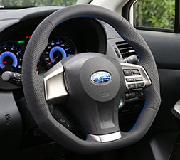 KENSTYLE STEERING WHEEL D-TYPE ALL BLACK LEATHER BLUE STITCH FOR  SD02