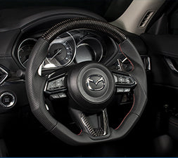 KENSTYLE STEERING WHEEL CARBON LEATHER COMBINATION RED SILVER STITCH FOR  MD04