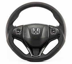 KENSTYLE STEERING WHEEL A-TYPE ALL BLACK LEATHER BLUE STITCH FOR  HA02