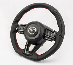 KENSTYLE STEERING WHEEL ALL BLACK LEATHER SILVER STITCH FOR  ME02