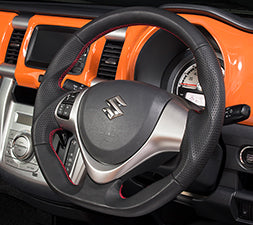 KENSTYLE STEERING WHEEL A-TYPE ALL BLACK LEATHER RED STITCH FOR  ZA01