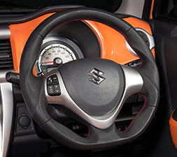 KENSTYLE STEERING WHEEL A-TYPE ALL BLACK LEATHER RED STITCH FOR  ZA01