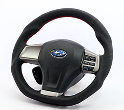 KENSTYLE STEERING WHEEL A-TYPE ALL BLACK LEATHER RED STITCH FOR  SA01