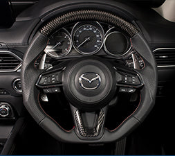 KENSTYLE STEERING WHEEL CARBON LEATHER COMBINATION RED SILVER STITCHING DRY CARBON PANEL FOR  MD04C