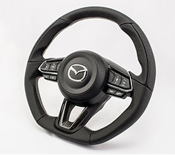 KENSTYLE STEERING WHEEL ALL BLACK LEATHER RED STITCH FOR  ME01