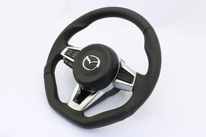 KENSTYLE STEERING WHEEL ALL BLACK LEATHER FOR MAZDA ROADSTER ND5RC NDERC FIAT ABART NF2EK MC01