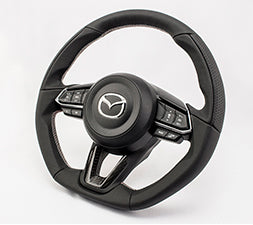 KENSTYLE STEERING WHEEL ALL BLACK LEATHER SILVER STITCH DRY CARBON PANEL FOR  ME02C