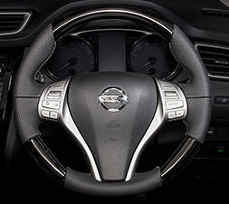 KENSTYLE STEERING WHEEL PIANO BLACK LEATHER COMBINATION SILVER STITCH FOR  NC01