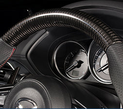 KENSTYLE STEERING WHEEL CARBON LEATHER COMBINATION RED SILVER STITCH FOR  MD04