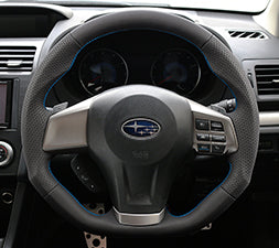 KENSTYLE STEERING WHEEL D-TYPE ALL BLACK LEATHER RED STITCH FOR  SD01