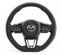KENSTYLE STEERING WHEEL ALL BLACK LEATHER RED STITCH DRY CARBON PANEL FOR  ME01C
