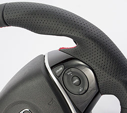 KENSTYLE STEERING WHEEL BLACK LEATHER RED LINE RED STITCH FOR  HB02