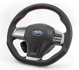 KENSTYLE STEERING WHEEL D-TYPE ALL BLACK LEATHER RED STITCH FOR  SD01