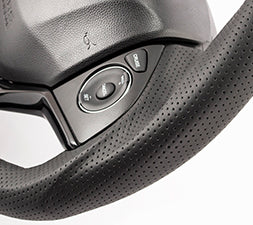 KENSTYLE STEERING WHEEL A-TYPE ALL BLACK LEATHER SILVER STITCH FOR  HA03