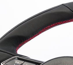 KENSTYLE STEERING WHEEL ALL BLACK LEATHER SILVER STITCH FOR  ME02