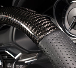 KENSTYLE STEERING WHEEL CARBON LEATHER COMBINATION RED SILVER STITCHING DRY CARBON PANEL FOR  MD04C