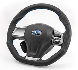 KENSTYLE STEERING WHEEL D-TYPE ALL BLACK LEATHER BLUE STITCH FOR  SD02