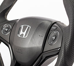 KENSTYLE STEERING WHEEL A-TYPE ALL BLACK LEATHER SILVER STITCH FOR  HA03