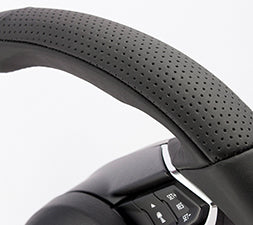 KENSTYLE STEERING WHEEL ALL BLACK LEATHER RED STITCH FOR  ME01