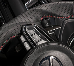 KENSTYLE STEERING WHEEL CARBON LEATHER COMBINATION RED SILVER STITCHING DRY CARBON PANEL FOR  MD04C