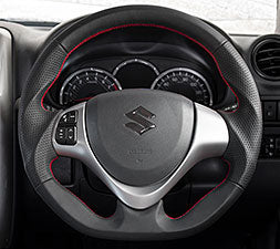 KENSTYLE STEERING WHEEL A-TYPE ALL BLACK LEATHER RED STITCH FOR  ZA01
