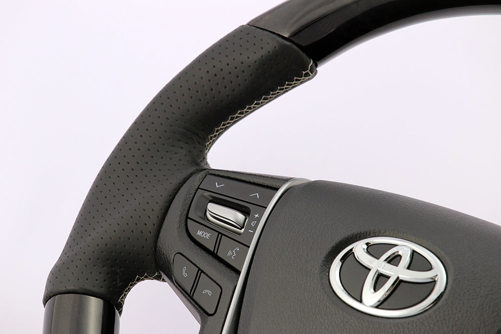 KENSTYLE STEERING WHEEL B-TYPE BLACK WOOD GRAIN LEATHER COMBINATION FOR  TB01