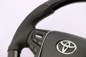 KENSTYLE STEERING WHEEL B-TYPE BLACK WOOD GRAIN LEATHER COMBINATION FOR  TB01