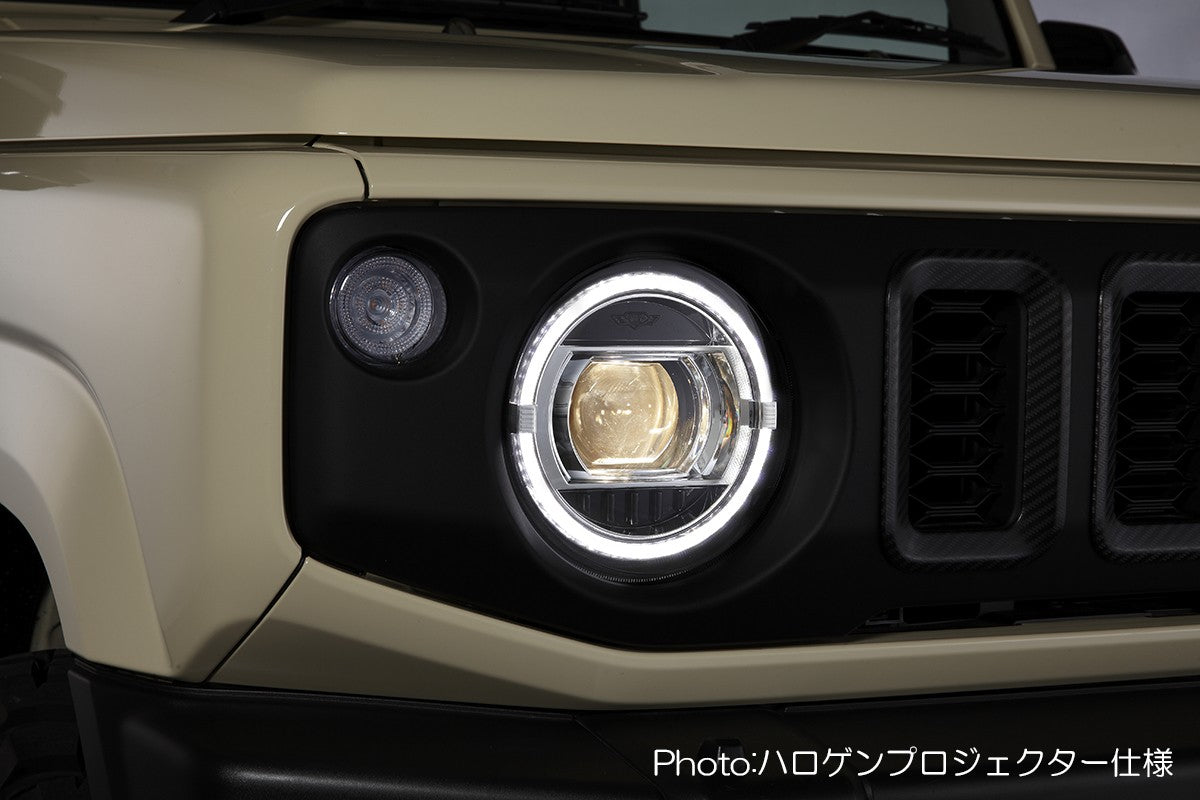REVIER HEADLIGHT UNIT WITH BUILT-IN LED RING TYPE POSITION HALOGEN FOR SUZUKI JIMNY JB64W JB74W HL-SZ18-C