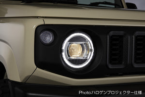 REVIER HEADLIGHT UNIT WITH BUILT-IN LED RING TYPE POSITION HALOGEN FOR SUZUKI JIMNY JB64W JB74W HL-SZ18-C-Harness-Converter