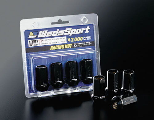 WEDS WEDSSPORT WS RACING NUTS 17HEX 38MM M12xP1.25 BLACK 4pc 70070-WS-RN125